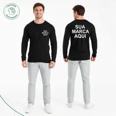 Camisa Personalizada Manga Longa Uniforme Empresa Logo Peito e Costas
