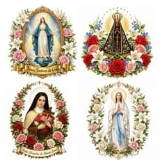 Transfer DTF Termocolante Nossa Senhora Aparecida Fátima Graça Guadalupe Aplique Tecido Ferro Passar Religiosa