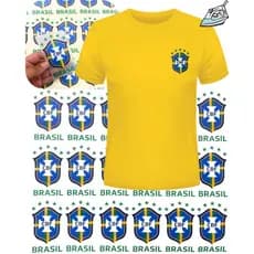 KIT BRASIL COPA 2026 Etiquetas Personalizadas DTF textil Termocolante Brasão Brasil 8CM