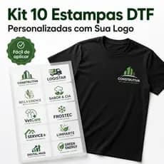 Kit 10 Estampas DTF Personalizadas Logo Empresa Uniforme Camiseta