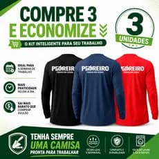 Kit 3 Camisas Manga Longa Para Obra Construção Civil Serviços Gerais