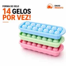 Forma de Gelo com Tampa para Drink Cubos Perfeitos 14 Cavidades Fundo Rígido Redondo