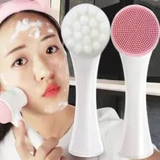 Escova de limpeza facial 2 em 1, escova de limpeza facial de silicone dupla face, escova de massagem cor aleatorio