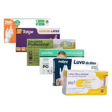 Kit 3 Caixas de Luvas de Latéx Com Pó Descartável Profissional Tamanho PP, P, M, G e GG
