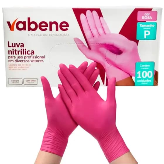Kit 200 Luva Descartável Nitrilica Rosa Sem Pó Caixa Pink Nitrilo