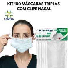 Kit 100 Máscara Descartável Tripla com Elástico Premium
