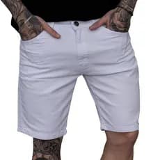Bermuda Short Jeans Branca Masculino Premium Casual Social