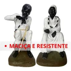 Kit Casal Estátua Preto Velho e Preta Velha Decoração Altar - Vovô vovó