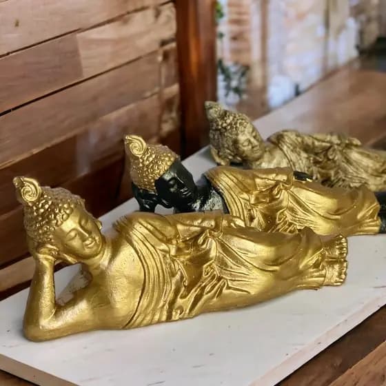 Buda Hindu Tibetano Estátua | Decoração Deitado Enfeite Sala