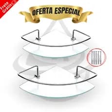 Kit 2 Porta Shampoo Suporte Prateleira Banheiro Canto Cantoneira Vidro Incolor Organizador
