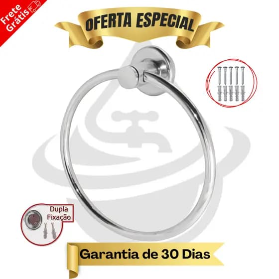 Porta Toalha Banheiro Toalheiro Argola Cromado Inox Suporte Toalha Rosto