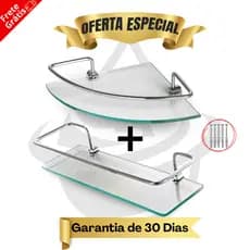 Porta Shampoo Suporte Reto Canto Banheiro Vidro Incolor Prateleira Organizador Cantoneira Box