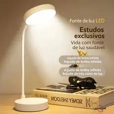 Lâmpada De Mesa Led Recarregável 3 Em 1 Luz Ajustável Com Proteção Ocular E