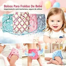 Fralda Reutilizável Impermeável Para Bebê Respirável E Segura Para Pele Sensível Ajustável Para