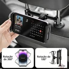 Suporte Veicular Para Celular Tablet Banco Traseiro 360 Graus Giratória Extensível E Dobrável Fácil Instalação