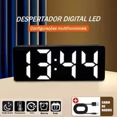 Relógio Led Multifuncional De Mesa Com Visor De Temperatura Exibição De Data E Ajuste De Brilho