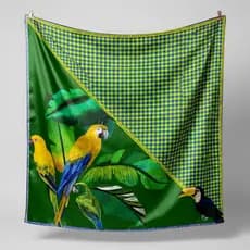 Lenço Feminino Sublimado Cetim Grande Cabelo Bolsa 90x90 Cm Canto da Mata Brasil Copa do Mundo