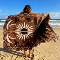 Canga Saida De Praia Piscina Poliester Corte A Laser 100x150 Bronze Tropical Moda Verão Litoral