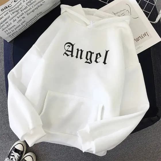 Moletom Feminino Angel Moletom Com bolso e Capuz Feminino Moletom Fofo