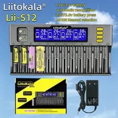 Visor LCD Liitokala lii-S12 Slot 18650 Carregador de bateria de lítio 21700 Lanterna 26650
