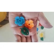 kit mini flor e folha de croche para aplicação de croche flor e folha de croche aplicação