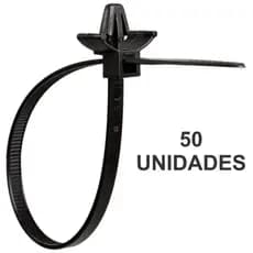 50 Unidades Abraçadeira com Clip de Nylon - Resistente 200 x 4,6 mm