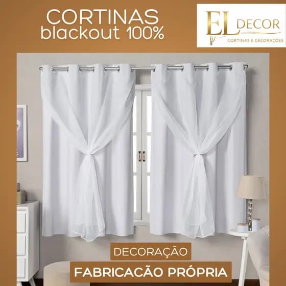 Cortina Blackout Pvc com  tecido Voil 100% Corta Luz 2,80m x1,70m