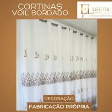 Cortina bordada com Voil e Forro microfibra