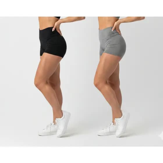 Shorts Feminino Fitness Cintura Alta Suplex Academia Treino Preto Cinza