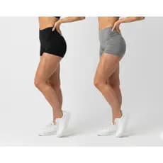Shorts Feminino Fitness Cintura Alta Suplex Academia Treino Preto Cinza