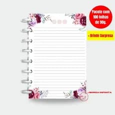 Refil para caderno de disco I Refil para caderno inteligente I 100 folhas de 90g I  Jardim Encantado