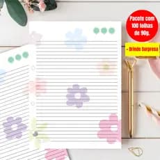 Refil para Fichário e Caderno de Argola 90g 100 Folhas Personalizadas | Material Escolar | Alegria