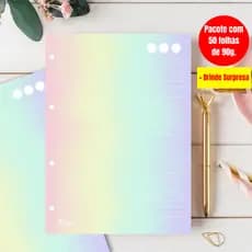 Refil para Fichário e Caderno de Argola 90g 50 Folhas Personalizadas | Material Escolar | Papelaria