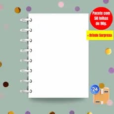 Refil Sem Pauta Para Caderno Inteligente I Refil Sem Pauta Para Caderno de Disco I Papelaria