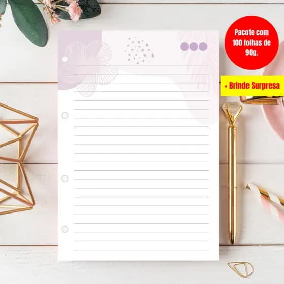 Refil para Fichário e Caderno de Argola 90g 100 Folhas | Material Escolar 2026 | Novidade
