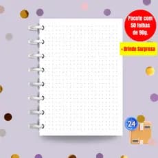 Refil Pontilhado Para Caderno de Disco | Refil Pontilhado Caderno Inteligente | Papelaria I Folhas de 90g