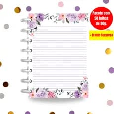 Refil para Caderno de Discos 90g 50 Folhas Personalizadas | Material Escolar  | Arte das Flores