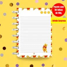 Refil Para Caderno Inteligente I Refil Caderno de Disco I Refil Genérico I Ursinho Pooh I Papelaria
