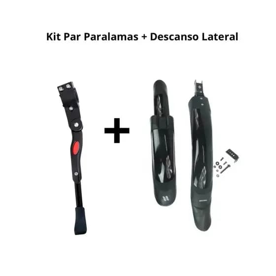 Kit Par de Paralamas + Descanso Lateral para Bike 26/29