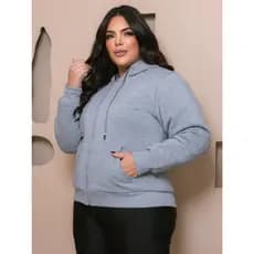 BLUSA FEMENINA TAMANHO GRANDE COM ZIPER COM BOLSO COM BOLSOS E COM PELINHOS