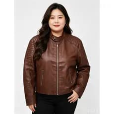 Jaqueta de Couro Feminina Plus Size - Moderna, Elegante e Confortável