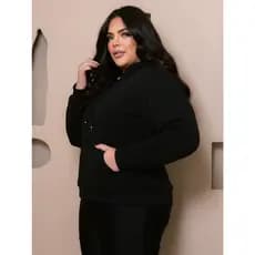 BLUSA FEMENINA TAMANHO GRANDE  COM ZIPER COM BOLSO COM BOLSOS  E COM PELINHOS