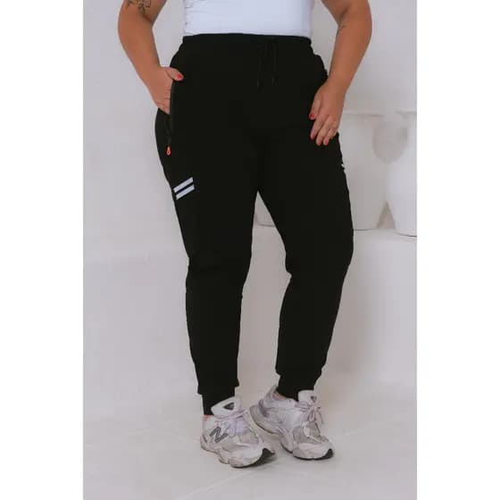 Calça Jogger Plus Size Feminina Conforto Premium Esportivo Academico Elastano Confortável