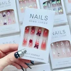 Kit 4 Caxinha de Unhas Postiças Lindas e Decoradas com Pedras WJ