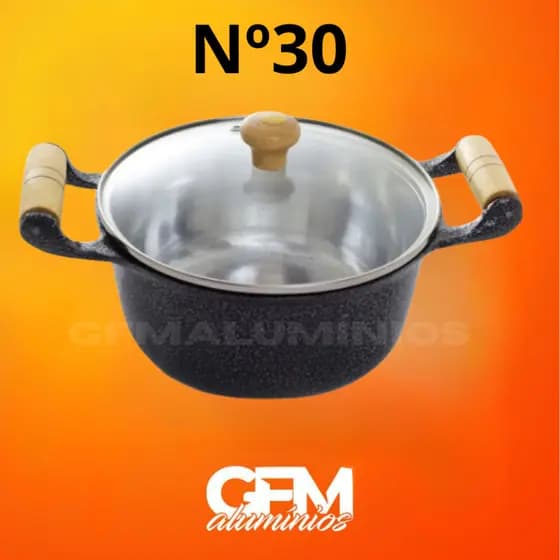 Panela caçarola Grande N 30 Preta Craqueada 6,9 L Tampa de Vidro