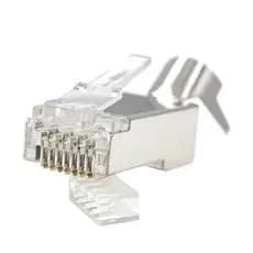 Conector RJ45 Blindado Cat 6A/7 Vazado para Cabo Sólido 22–24 AWG – 40 Unidades