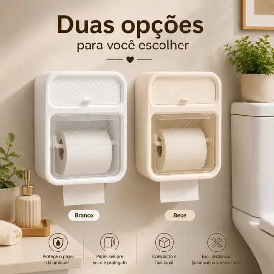 Suporte Papel Higiênico Multifuncional Porta Celular Organizador Banheiro Sem Furo Impermeável
