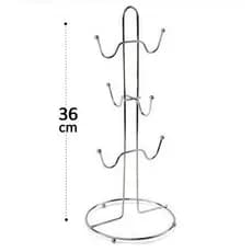 Suporte Porta Xicaras para 6 Xicaras Inox 36 cm