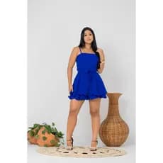MACAQUINHO  RODADO AZUL ROYAL  COM FORRO  TECIDO DUNAS  MODA FEMENINA  COM BOJO ALÇA REGULÁVEL TENDÊNCIA