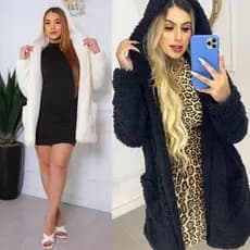 CASACO TEDDY FORRADO E COM CAPUZ  CASACO SOBRETUDO  MAX TEDDY  SUPER  CONFORTAVÉL INVERNO